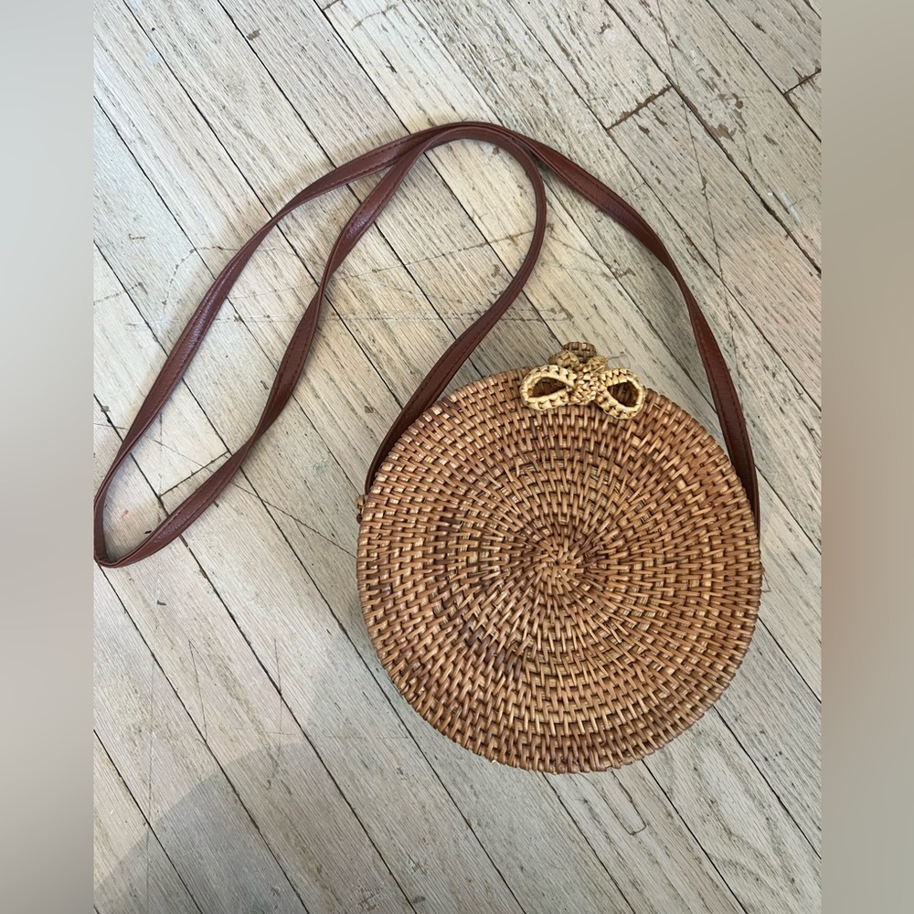 Bali Round Rattan Wicker Crossbody Purse